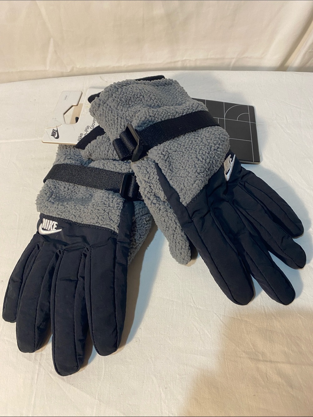 Nike Men’s High Pile Therma Fit Black and Grey Insulated Winter Fleece Gloves